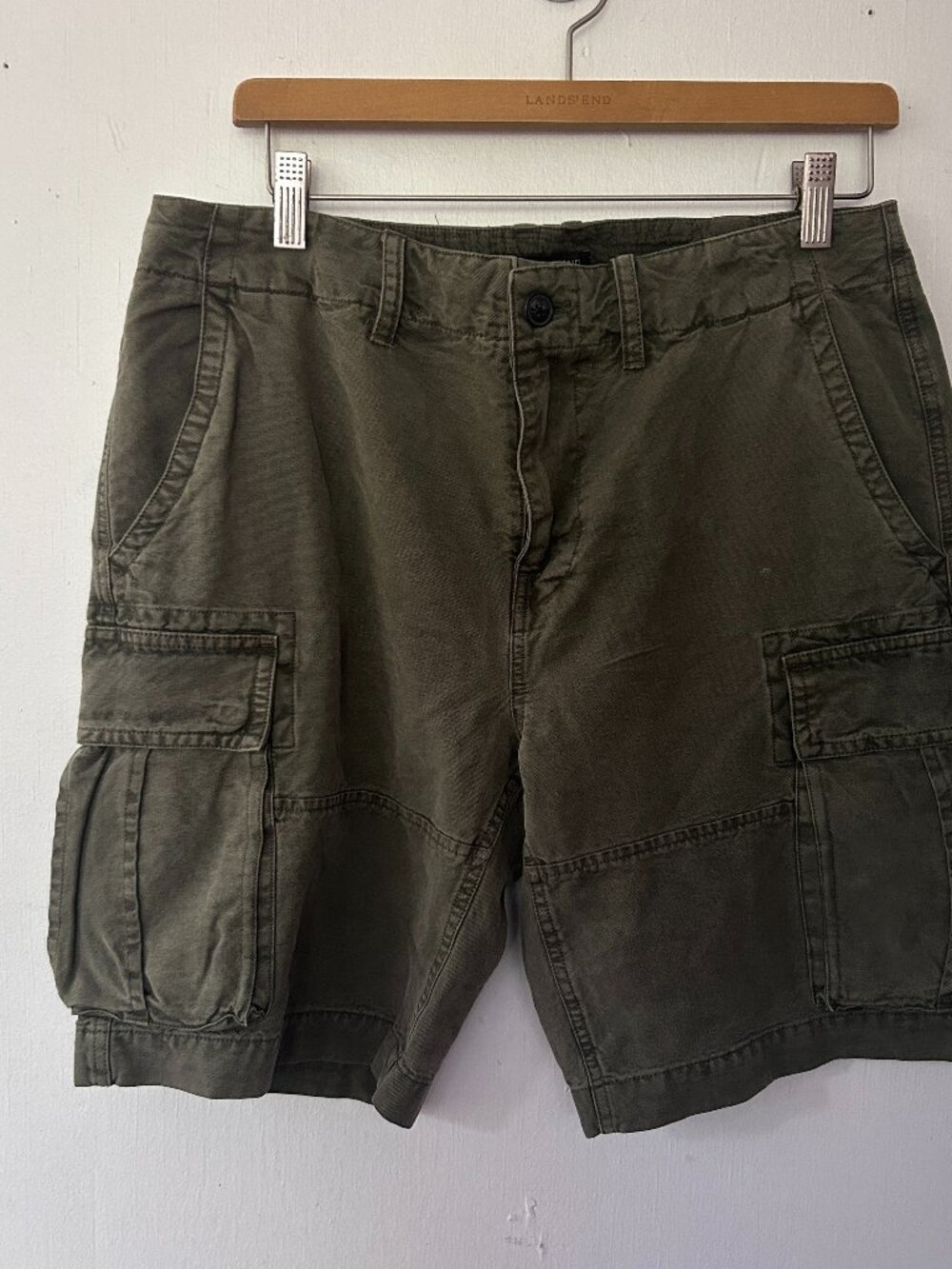 Lucky Brand Army Green Y2K Cargo Shorts 31 Pockets Punk Grunge Indie Utility